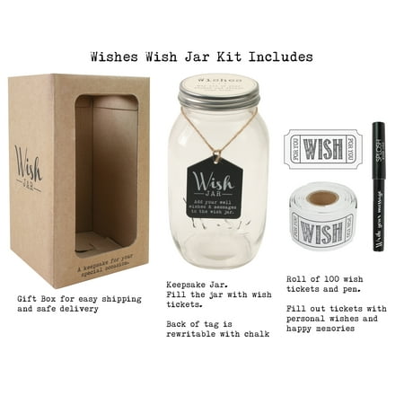 Everyday Wishes Wish Jar ; Unique and Thoughtful Gift Ideas for Friends and Family ; Novelty Gift for Birthdays, Christmas, or Any Special Occasion ; Kit Comes With 100 Tickets & Decorative