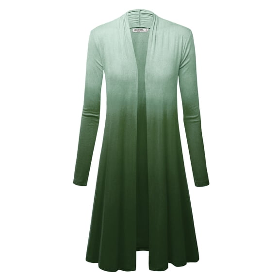 MBJ WSK1079 Womens Ombre Open Front Long Cardigan XXXL OLIVE