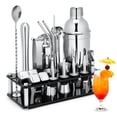 thumbnail image 1 of Cocktail Shaker Set, 23-Piece Stainless Steel Bartender Kit with Acrylic Stand & Cocktail Recipes Booklet, Professional Bar Tools for Drink Mixing, Home, Bar, Party (Include 4 Whiskey Stones), 1 of 4