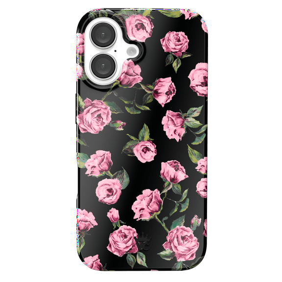 VELVET CAVIAR for Floral iPhone 16 Case - Compatible with MagSafe - Cute Protective Black Case for Women - Pink Rose Flower
