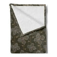 thumbnail image 2 of Flower Soft Flannel Fleece Blanket, Ornamental Composition with Blossoming Petals Doodle Style Illustration, Cozy Plush for Indoor and Outdoor Use, 50" x 60", Umber Orange Slate Blue, by Ambesonne, 2 of 5