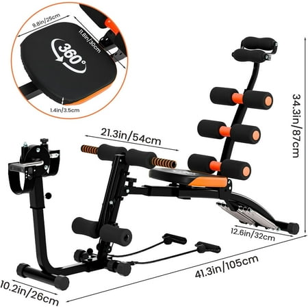 Ab Workout Machine, Ab Workout Machine for Home Gym, Multi-Functional Adjustable Ab Crunch Equipment Ab Sit up Machine for Full Body Workout, Ab Trainer for Core, Leg, Thighs, Buttocks, Sit-up Black