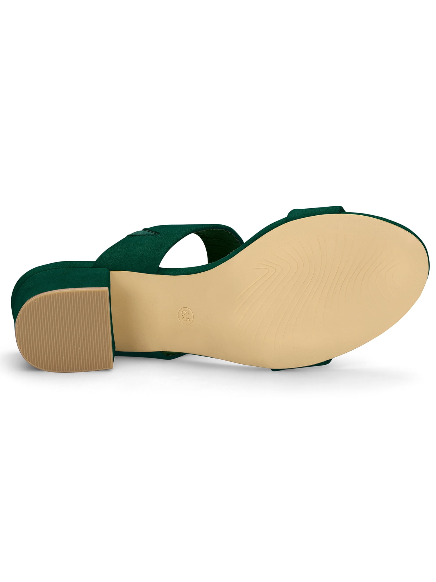 Unique Bargains Women's Block Heel Dual Straps Slide Sandals