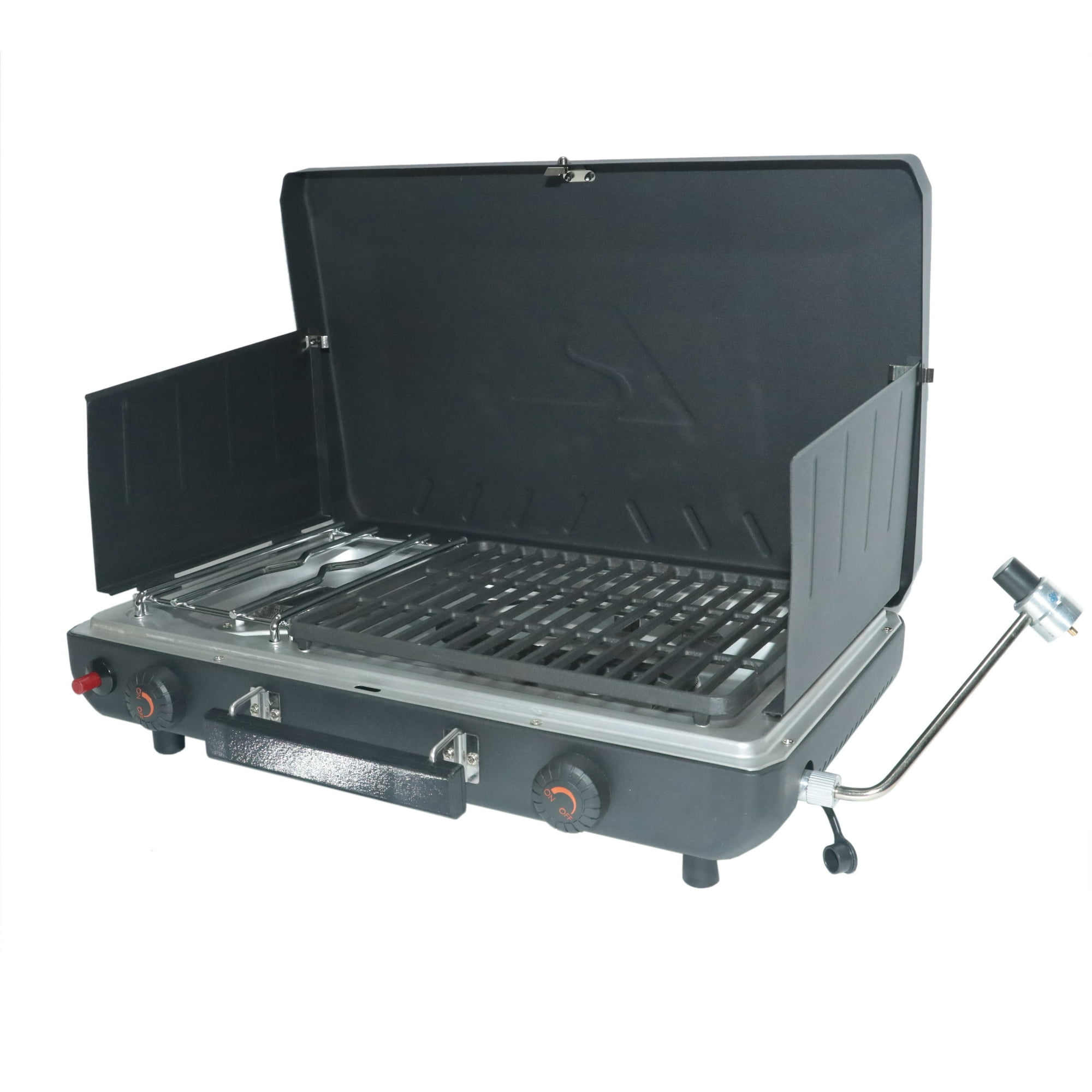 Ozark Trail Portable Black Propane 2-Burner Camp Stove and Grill, Model GCT2220WD