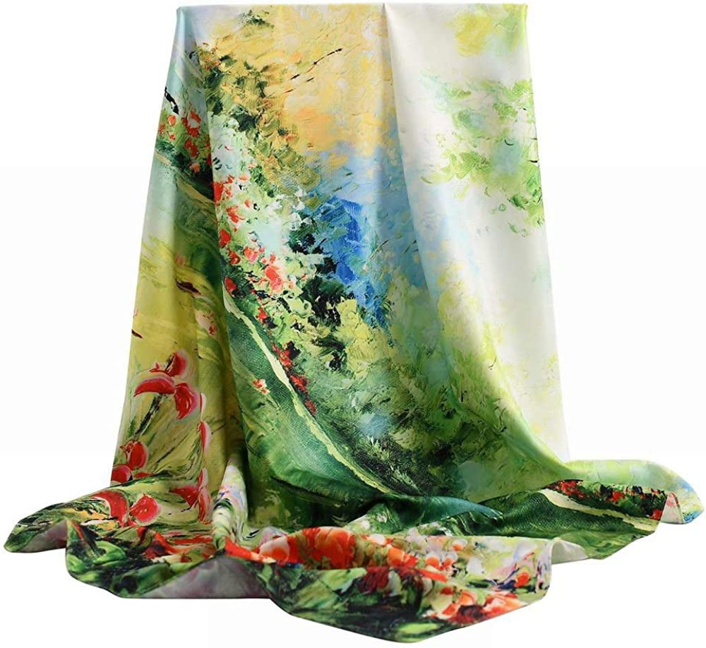 35x35 Elegant Printed Mulberry Silk Square Scarf For Women [SF003