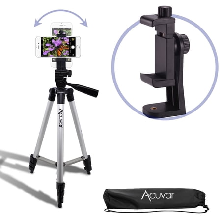 Acuvar 50 Inch Phone Tripod with Rotating Mount Adjustable Aluminum Smartphone Tripod with carry bag