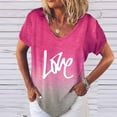 thumbnail image 2 of Womens Plus Size Tops casual short-sleeved V-neck gradient positioning printing T-shirt top Pink XXXL, 2 of 3