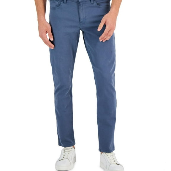 Michael Kors Mens Slim Acid Wash Parker Straight Leg Jeans, Blue, 38W x 30L