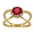 thumbnail image 1 of 0.85 Carat 6MM Round Created Ruby And Diamond Ring In 10K Solid Rose, White & Yellow Gold, 1 of 1