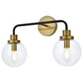 thumbnail image 3 of Hanson 2 lights bath sconce in black with brass with clear shade, 3 of 3