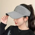 thumbnail image 6 of Nmnitkp Sun Hats for Women,Sun Visor Hat for Women Knitted Hats Elastic Sports Hat Empty Top Quick Drying Wide Brim Golf Hat Gray, 6 of 8
