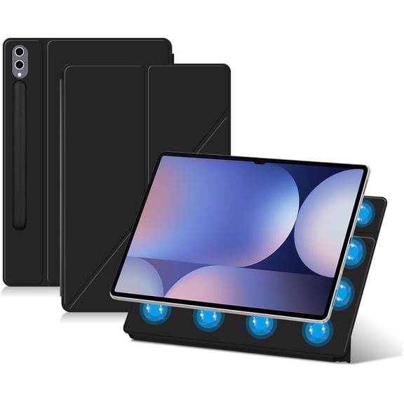 Black Slim Foldable Magnetic Folio with Multi-Angle Stand & Auto Sleep/Wake for 14.6" Galaxy Tab S9/S10 Ultra