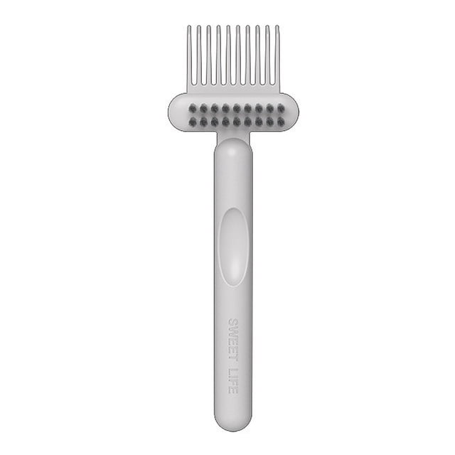 Guardurnaity Cepillo de peine 2 en 1, garras, removedor de mango antideslizante, herramientas de peluquería de limpieza de viaje portátiles integradas, Cuidado del cabello Gris Guardurnaity CE013959-03