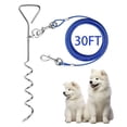 thumbnail image 5 of Nvzi Correa para perros y estaca de madera, ideal para perros grandes en jardines, anclaje para exteriores, perfecto para acampar en el jardín, parques y playas (rosa)., 5 of 5