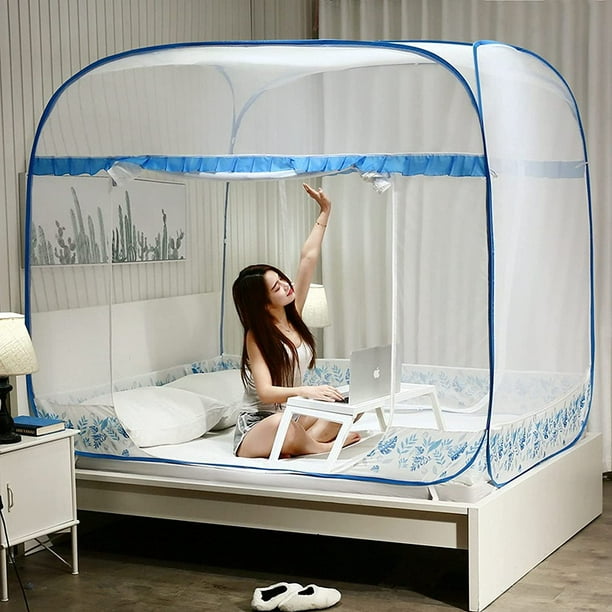 Pop-Up Mosquito Nets at The Bottom, Foldable, Suitable for Bedrooms and  Outdoor Travel, Anti-Mosquito Bites The Finest Holes, Easy to Install and  Clean,No. 2,150 * 200 