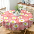 thumbnail image 3 of Pink Daisy Tablecloth, Rustic Country Farmhouse Cartoon Floral Daisy Flower Party Table Cover for Kitchen Dining Room Table Decor 60x60nch, 3 of 6
