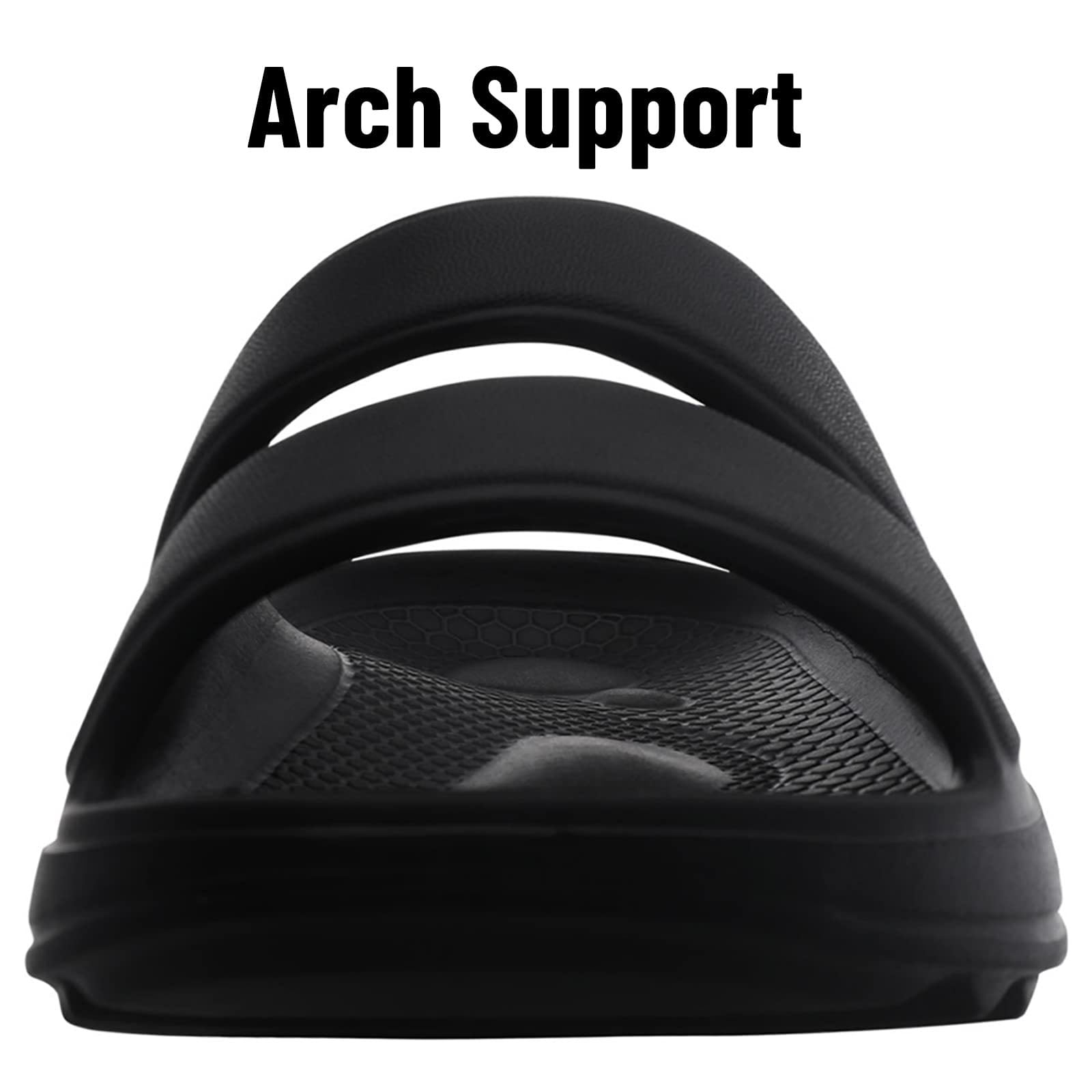 Litfun Slide Sandals for Women, Thick Sole Non-Slip Slide Slippers with Arch Support, Black