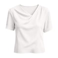 thumbnail image 5 of Molidfa Women's Top Stretchable Crew Neck Regular Pullover Casual Short Sleeve Drop Shoulder Casual Set-In Tops, 5 of 5
