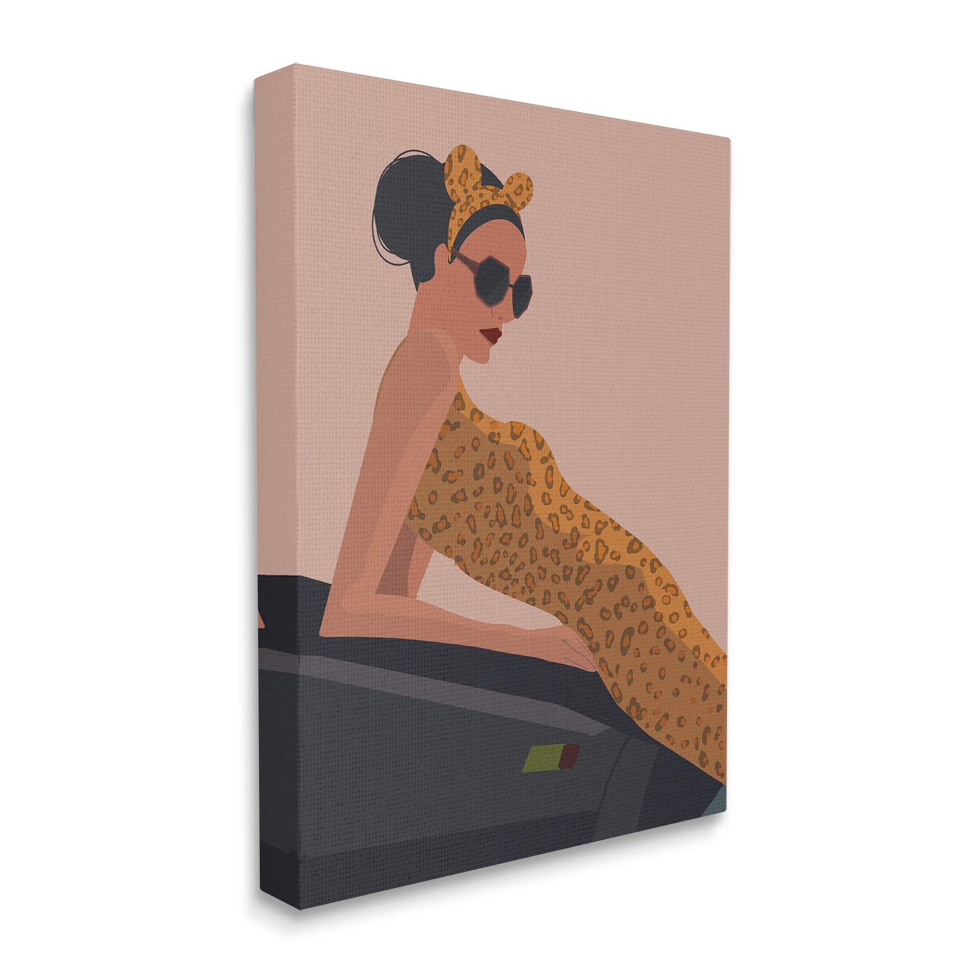 Stupell Industries Fashion Trend Woman Cheetah Print Dress Sports Car, 30 x 40, Design by Omar Escalante