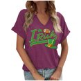 thumbnail image 4 of Erwazi St Patricks Day Women Short Sleeve T-Shirts V Neck Shamrock Funny Clover Tee Tops, 4 of 6