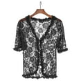 thumbnail image 3 of Women's Cardigans Women Underwire Lingerie Lace Vest Elegant Dirndl Blouse Lingerie Coat Sun Shirt Black, 3 of 6