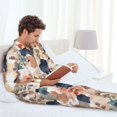 thumbnail image 4 of Mens Pajamas Set, Watercolor plants Button Down Long Sleeve Loungewear Sleepwear Pjs sets for Men, 4 of 5