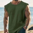 thumbnail image 2 of USNSM Sleeveless Tank Tops for Mens Retro Solid Color Exercise Crew Neck Vest Summer Casual Shirts Vacation Beach Blouses Green M, 2 of 8