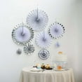 thumbnail image 3 of Efavormart Set of 8 White/Silver Paper Fan Decorations Paper Pinwheels Kit - 4" | 8" | 12" | 16", 3 of 6