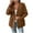 Coffee, variant on Bixock Women Outerwear Fall and Winter Solid Color Pocket Button V Neck Long Sleeve Tailored Shirt Jacket