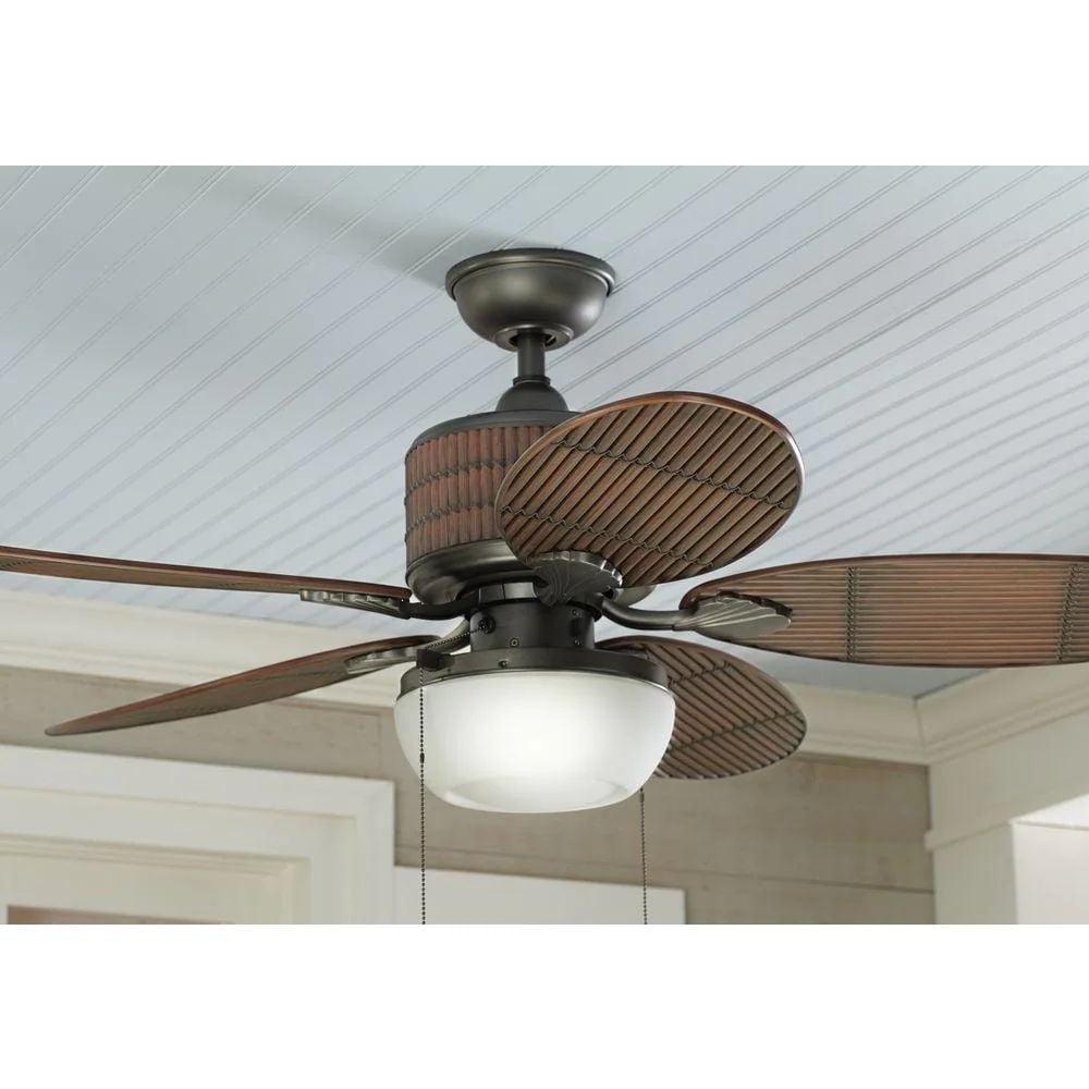Tahiti Breeze 52" Natural Iron Ceiling Fan Replacement Glass White Opal Frosted 