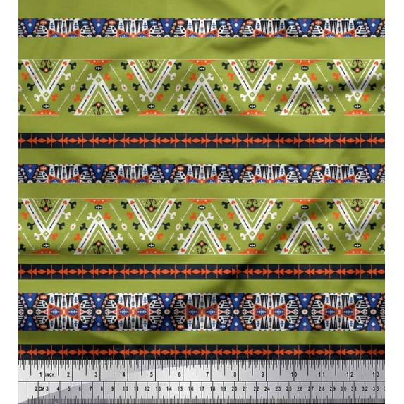 Soimoi Japan Crepe Satin Fabric African Southwestern Fabric Prints by Yard 42 Inch Wide