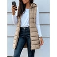 thumbnail image 5 of Fall Winter Women Sleeveless Long Vest Hooded Puffer Zipper Outwear Vest, 5 of 7