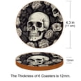 thumbnail image 3 of Skull 6PCS Round Microfiber Leather Coasters Set - 11x11 cm/4.3x4.3 in - Stylish Drink Mats for Home and Office - Your Table with High-Quality Beverage Coasters, 3 of 6