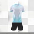 thumbnail image 4 of Odeerbi Niños Niñas Rápido Seco Juego de Entrenamiento de Fútbol Gradiente Geométrico Impresión Cuello En V Camiseta Shorts Conjunto Atlético Para 5-17 Años, 4 of 9