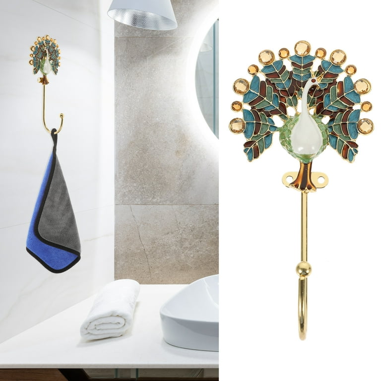 NUOLUX Vintage Peacock Wall Hook Decorative Antique Wall Hanger
