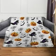 thumbnail image 5 of Halloween Blanket Happy Halloween 130*150 Soft Throw Blanket - Halloweens Themed Gift with Trick or Treat Pumkin Ghost Witch Black Cat Spider Bat Skull, 5 of 7