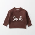 thumbnail image 3 of Cute Embroidered Sweaters Girls Casual Chunky Knit Oversized Sweater Winter Fall Pullover Tops Brown, 12 M, 3 of 7