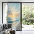 thumbnail image 3 of Ocean Sunrise Coastal Window Privacy Film, Summer Beach Abstract Art Static Cling UV Sun Blocking Heat Control Window Tint Day and Night, Non-Adhesive One Way Windows Privacy Cover 35.4''x78.7'', 3 of 7