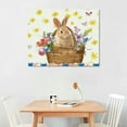 thumbnail image 3 of Nawypu Easter Wall Art For Living Room/Bedroom, Canvas Bathroom Decor Wall Art Kitchen Office Framed Wood Picture, Easter Rabbits Basket Eggs Bunny Ears Floral Plaid, 3 of 5