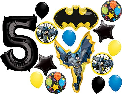 Batman in Action Party Supplies 5th Birthday Balloon Bouquet Decorations