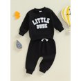 thumbnail image 3 of FEORJGP Little Boys 2-Piece Casual Set 0 6M 12M 18M 2T 3T Toddler Baby Long Sleeve Sweatshirts Letter Embroidered Pullovers Round Neck Tops Drawstringshion Cute Daily Outfits for Spring Fall, 3 of 7