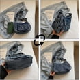 thumbnail image 6 of Sunyuer Women Vintage Washed Denim Crossbody Bag, Casual Small Hobo Shoulder Purse, Trendy Denim Sling Handbag with Front Pocket, Adjustable Strap Fashion Daily Outdoor Travel Shoulder Bag, 6 of 7