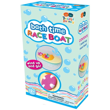 Buddy & Barney: Bath Time Race Boat - Wind-Up & Go Toy, Yellow-Pink-Green Floating Speed Boat, Sensory Exploration, Water & Tub Play, Kids Toddlers 1+