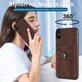 thumbnail image 5 of Mantto Wallet Case for iPhone XS/X with Card Slots Finger Ring Holder Kickstand Camera Protective Shockproof Case For iPhone XS/X,Coffee, 5 of 7