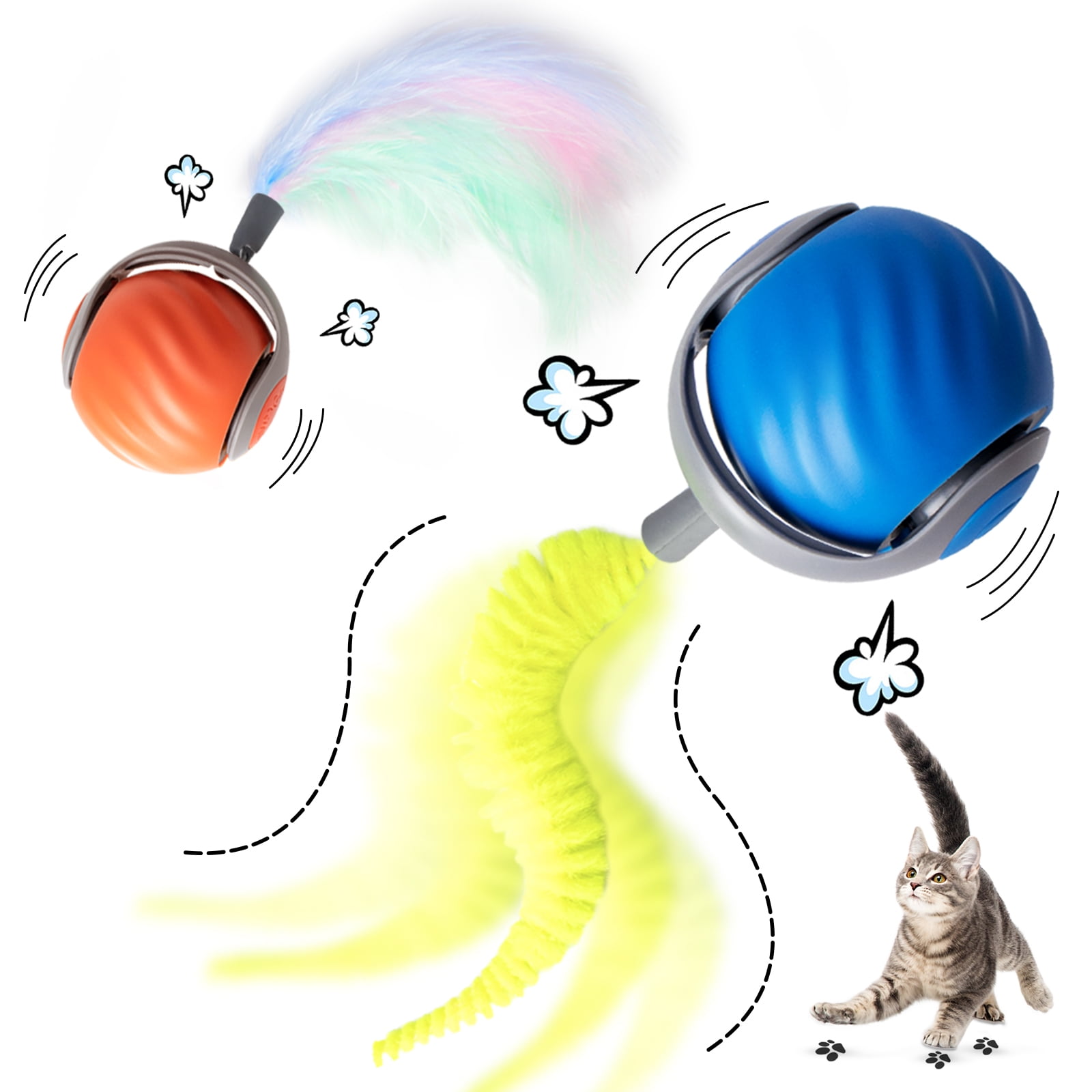 Risehigh Smart Interactive Cat Toy Ball, 2-Pack photo 2