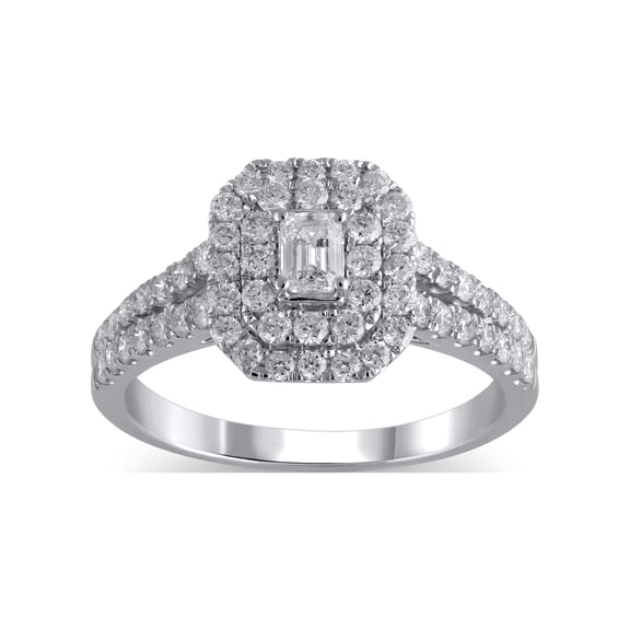 1 Carat T.W. (I2 clarity, H-I color) Brilliance Fine Jewelry Emerald cut Diamond Engagement Ring in 10kt White Gold, Size 7