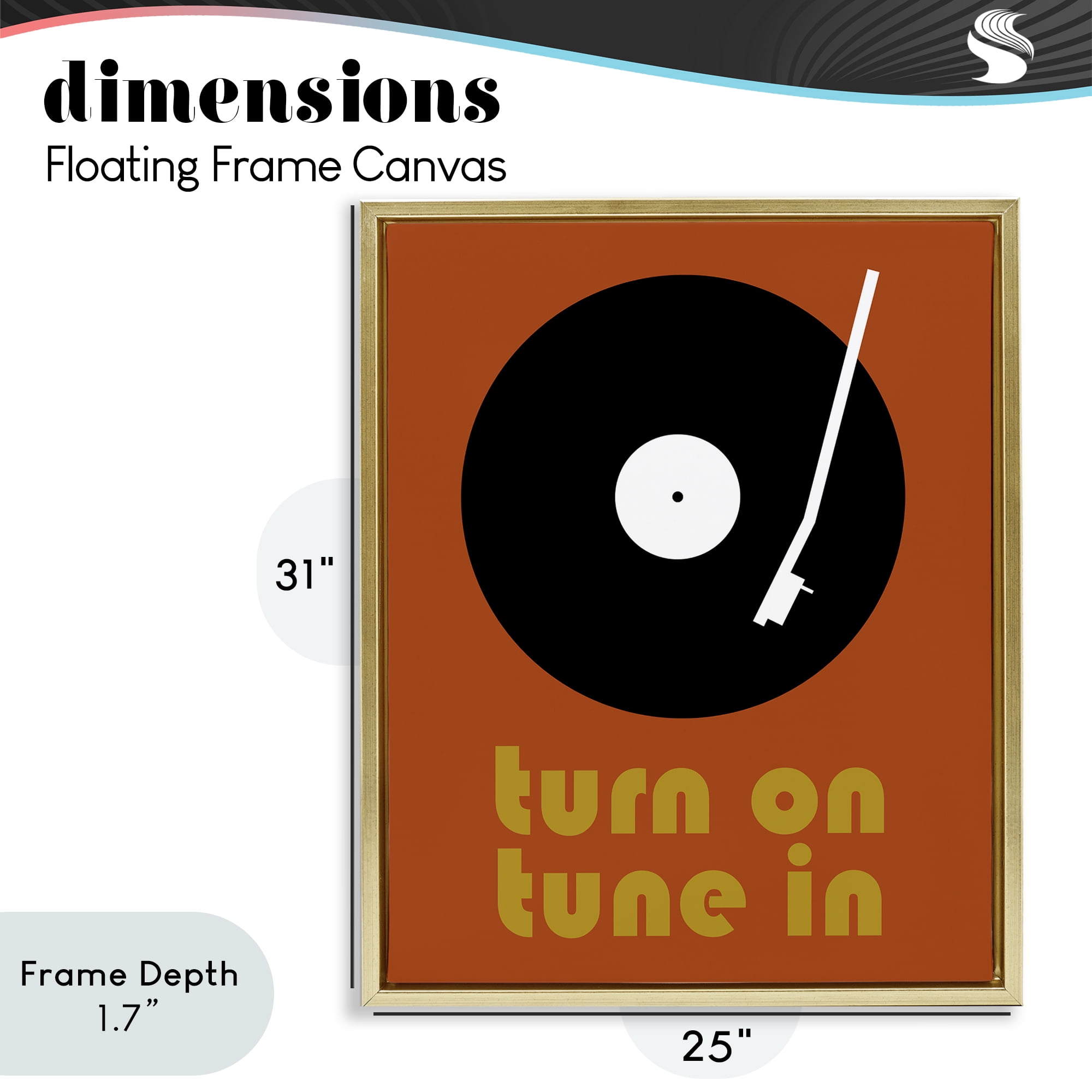 Stupell Industries Turn On Tune In Gold Framed Floater Canvas Wall Art, design by Tom Quartermaine