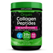 Orgain Grass-Fed 20g Collagen Peptides + 50 Organic Superfoods Powder, Type I & III, 1lb