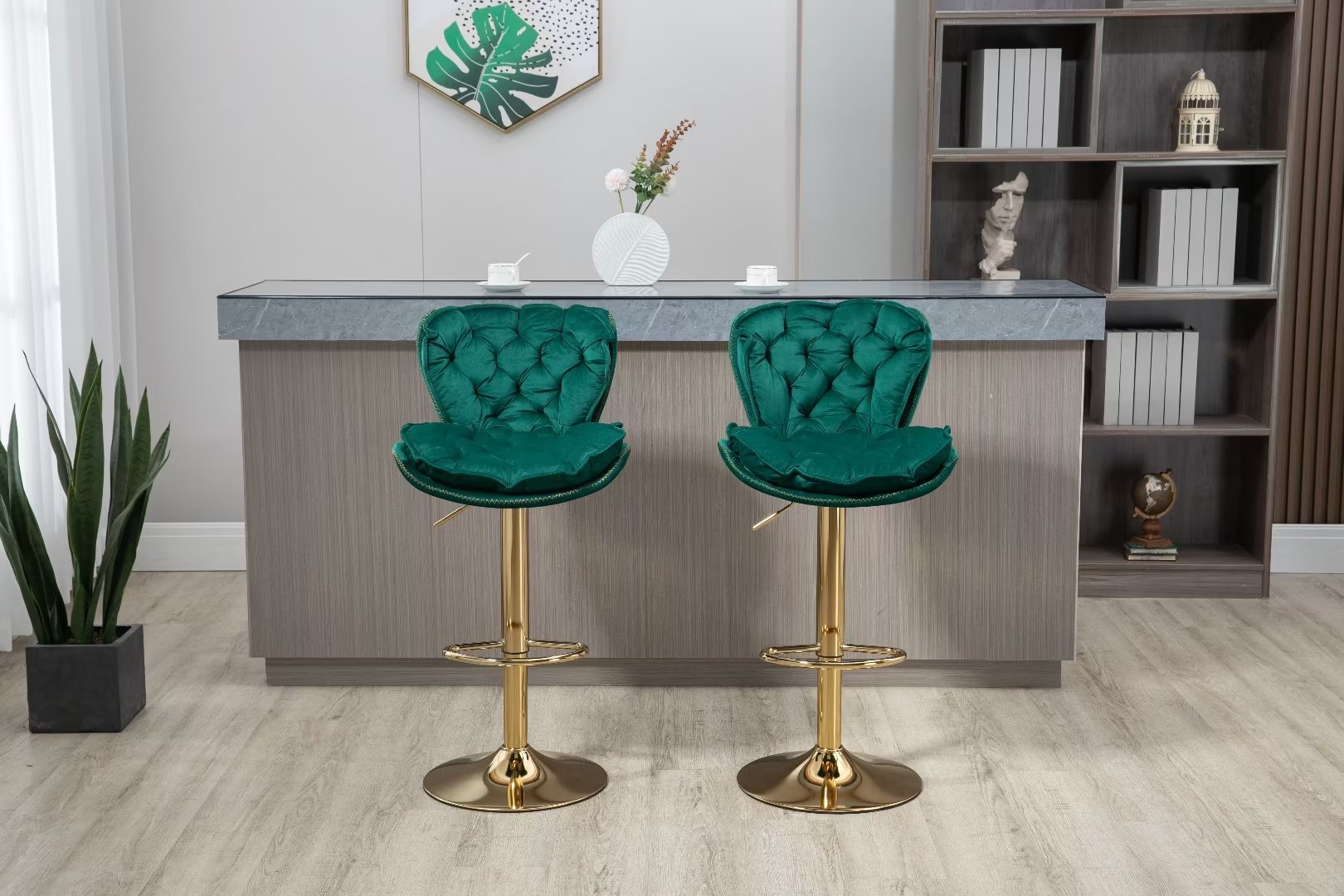 Swivel Bar Stools Set of 2, Adjustable Counter Height Bar Chairs Accent ...