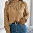 thumbnail image 7 of Diufon Womens Fall Sweaters Solid Color Hollow-Out Pullover Tops Round Neck Long Sleeve Tops, 7 of 7